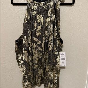 Floral Metallic Sleeveless Top